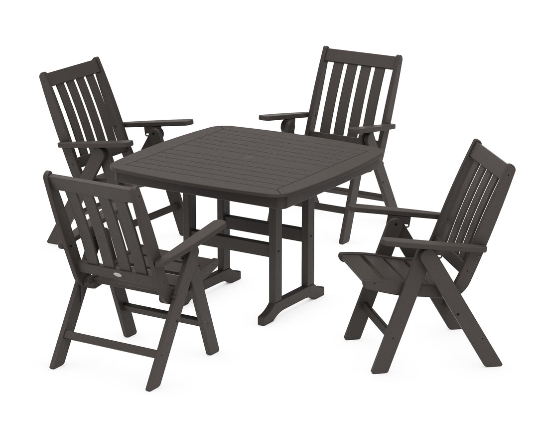 POLYWOOD® Vineyard Folding Chair 5-Piece Dining Set