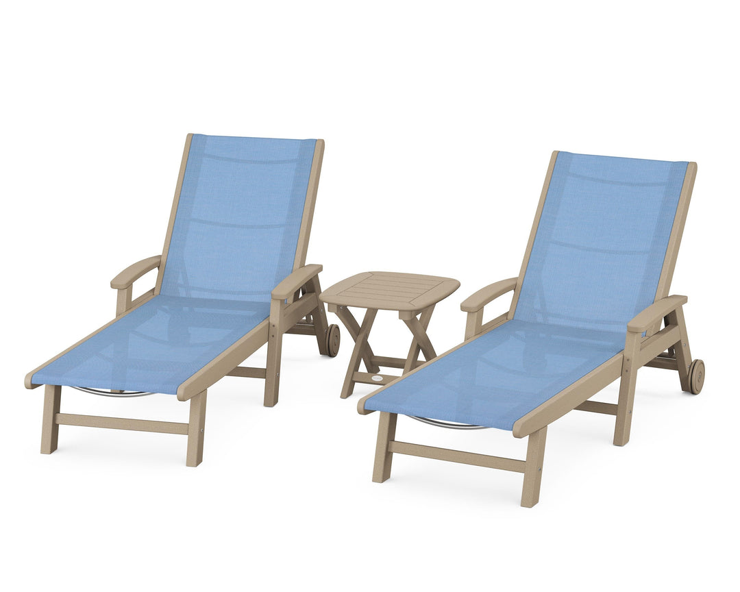 POLYWOOD® Coastal 3-Piece Wheeled Chaise Set