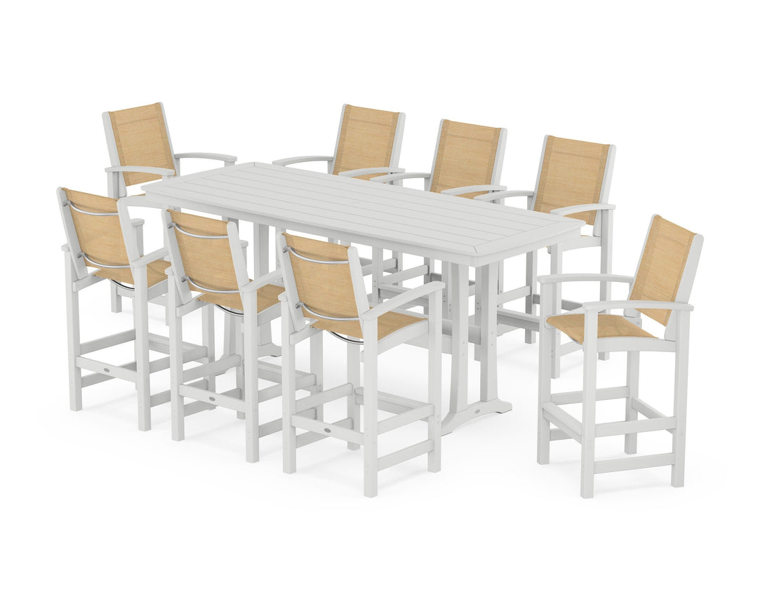 POLYWOOD® Coastal 9-Piece Bar Set with Trestle Legs