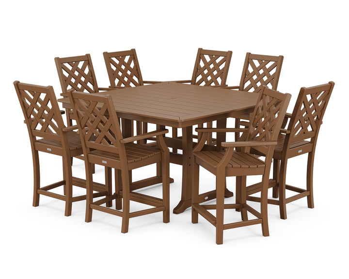 Country Living Wovendale 9-Piece Square Counter Set with Trestle Legs