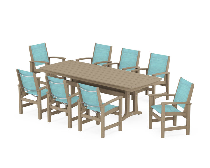 POLYWOOD® Coastal 9-Piece Dining Set with Trestle Legs