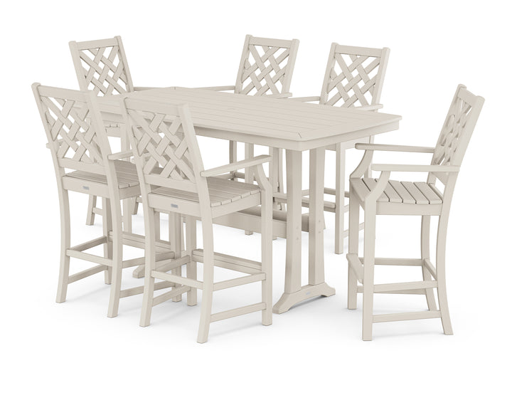Country Living Wovendale Arm Chair 7-Piece Bar Set with Trestle Legs