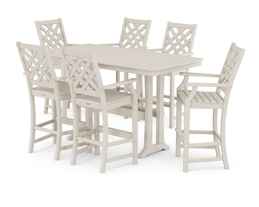 Country Living Wovendale Arm Chair 7-Piece Bar Set with Trestle Legs