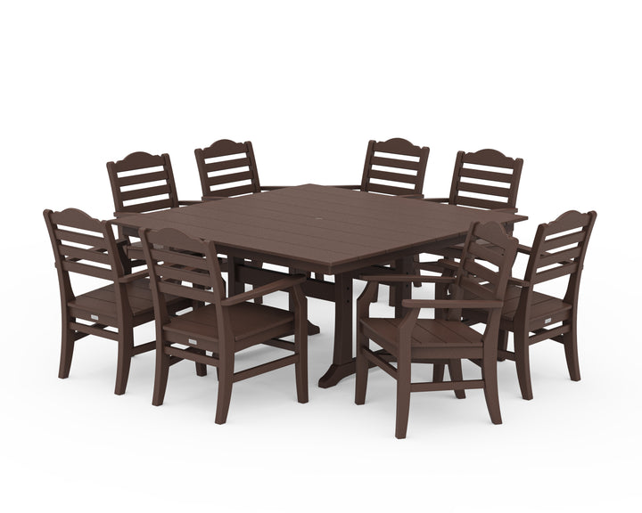 POLYWOOD® Savannah 9-Piece Square Farmhouse Dining Set with Trestle Legs