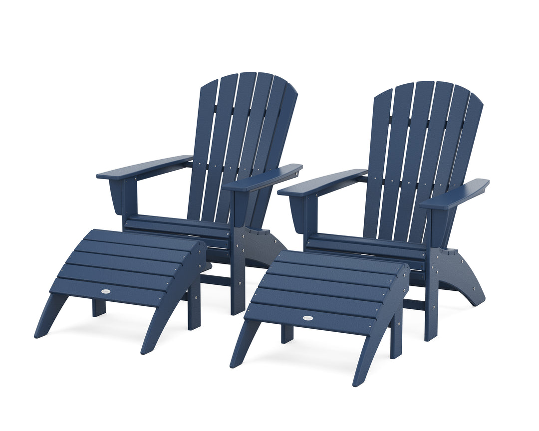 POLYWOOD® Nautical Curveback Adirondack Chair 4-Piece Set with Ottomans