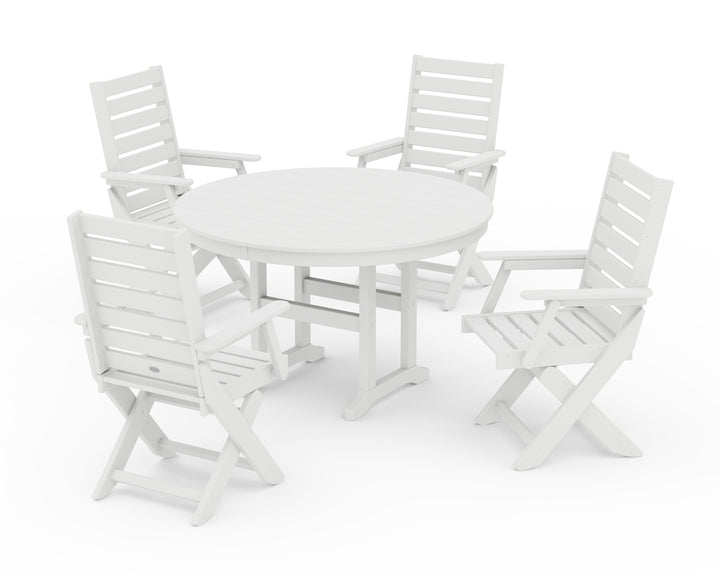 POLYWOOD® Captain Folding Chair 5-Piece Round Dining Set