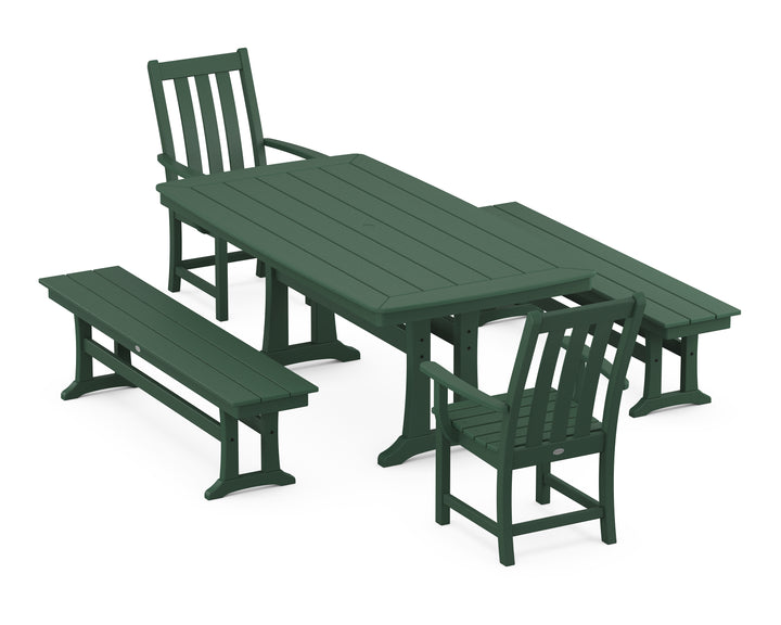 POLYWOOD® Vineyard 5-Piece Dining Set with Trestle Legs
