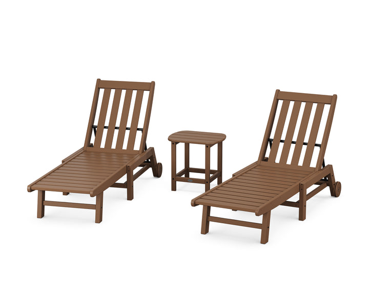POLYWOOD® Vineyard 3-Piece Chaise with Wheels Set