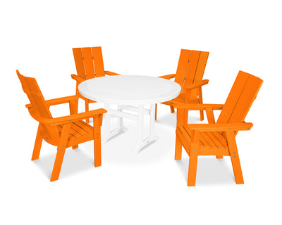 Modern Curveback Adirondack 5-Piece Nautical Trestle Dining Set