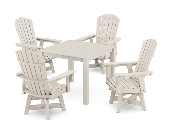 POLYWOOD® Nautical Curveback Adirondack Swivel 5-Piece Parsons Dining Set