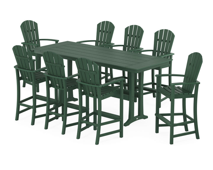 POLYWOOD® Palm Coast 9-Piece Farmhouse Bar Set with Trestle Legs