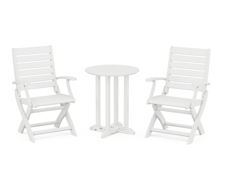 POLYWOOD® Signature Folding Chair 3-Piece Round Farmhouse Bistro Dining Set