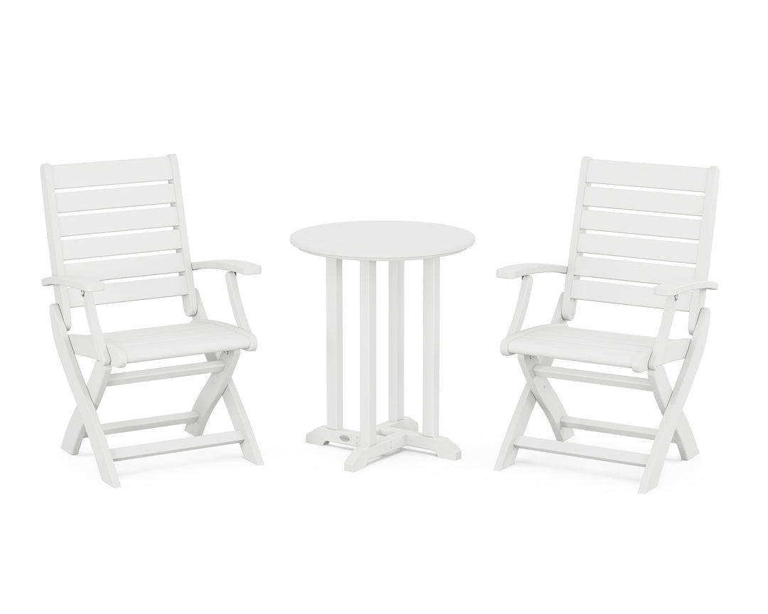 POLYWOOD® Signature Folding Chair 3-Piece Round Farmhouse Bistro Dining Set