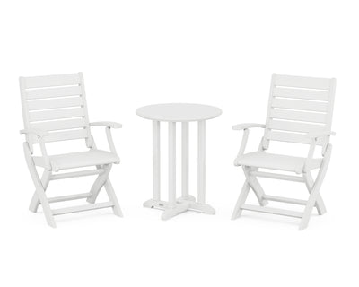 Signature Folding Chair 3-Piece Round Farmhouse Bistro Dining Set