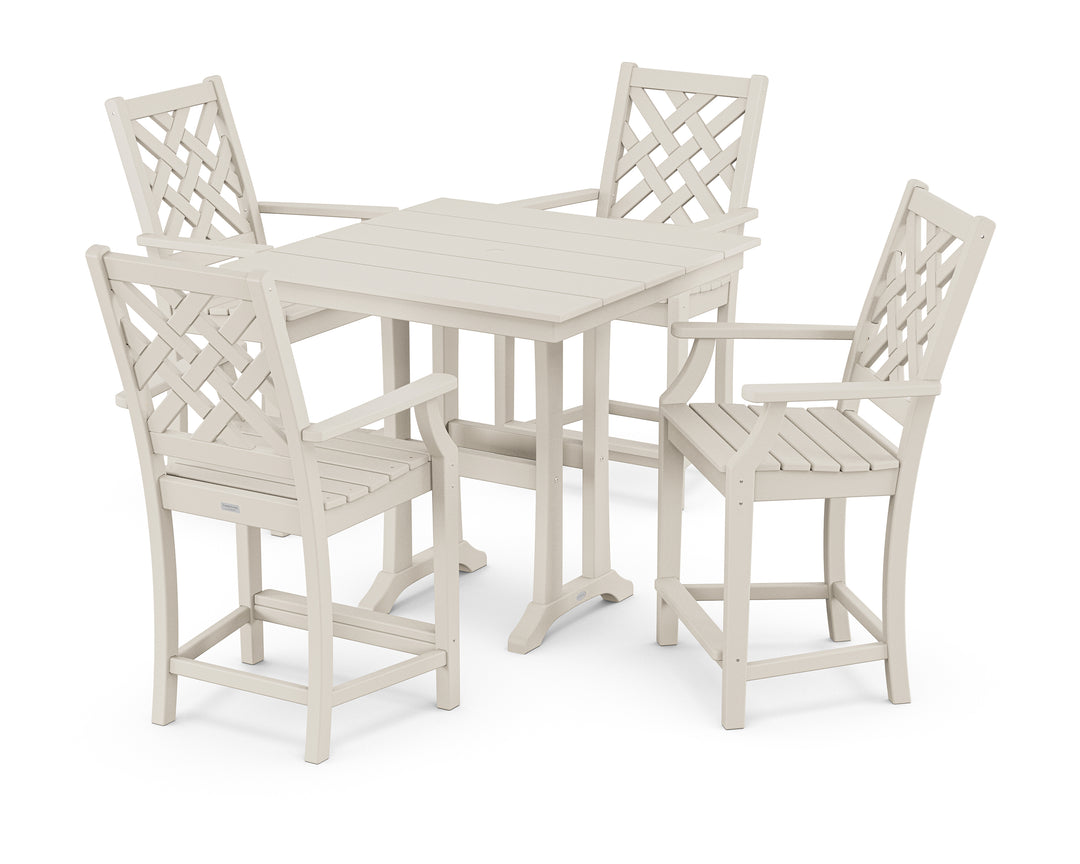 Country Living Wovendale 5-Piece Farmhouse Counter Set with Trestle Legs