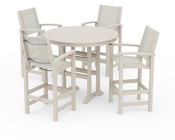 POLYWOOD® Coastal 5-Piece Nautical Trestle Bar Set