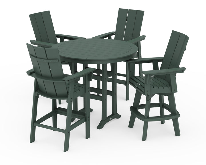 POLYWOOD® Modern Adirondack 5-Piece Nautical Trestle Round Bar Set with Swivels