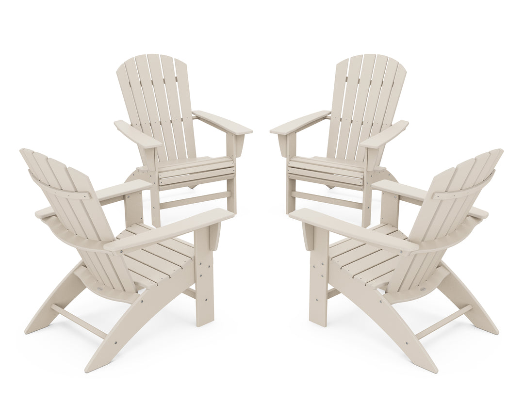 POLYWOOD® 4-Piece Nautical Curveback Adirondack Chair Conversation Set