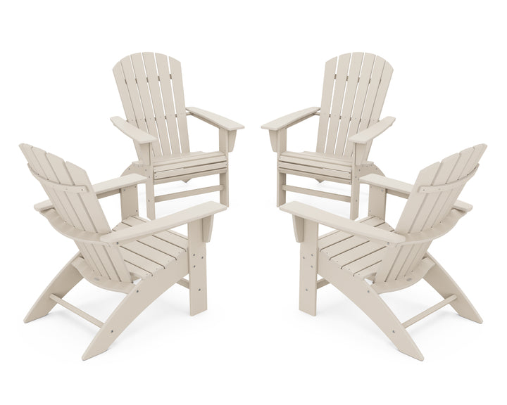 POLYWOOD® 4-Piece Nautical Curveback Adirondack Chair Conversation Set