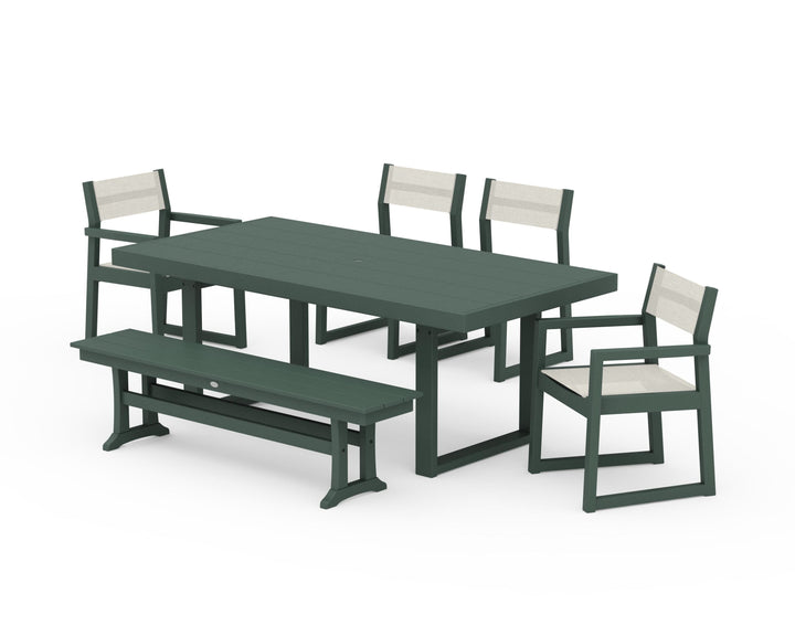 POLYWOOD® EDGE Sling 6-Piece Dining Set with Bench