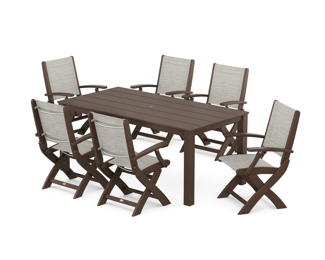 POLYWOOD® Coastal Folding Chair 7-Piece Parsons Dining Set