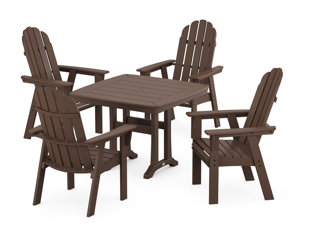 POLYWOOD® Vineyard Adirondack 5-Piece Dining Set with Trestle Legs