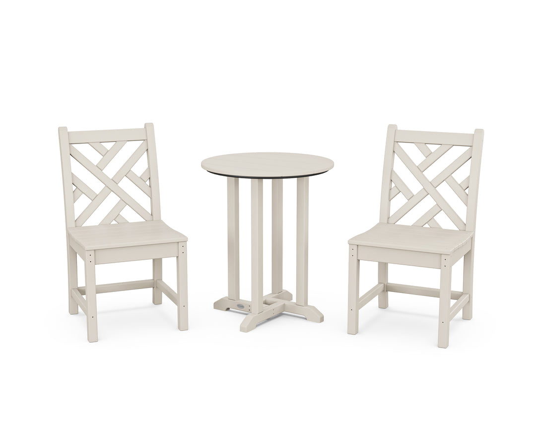 POLYWOOD® Chippendale Side Chair 3-Piece Round Bistro Dining Set