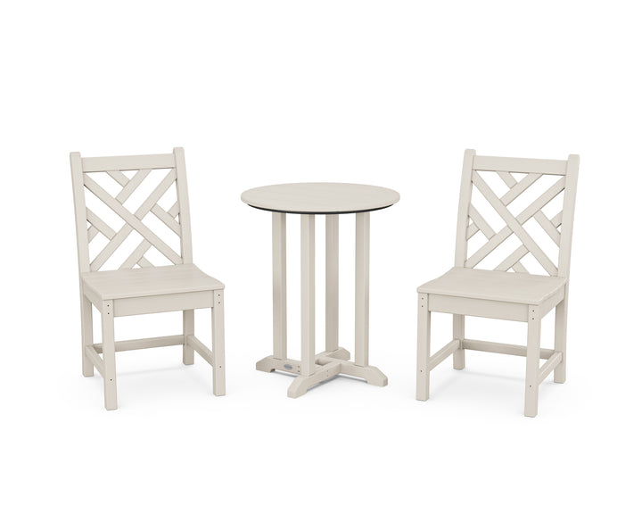 POLYWOOD® Chippendale Side Chair 3-Piece Round Bistro Dining Set