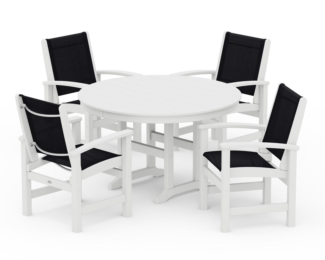 POLYWOOD® Coastal 5-Piece Round Farmhouse Dining Set