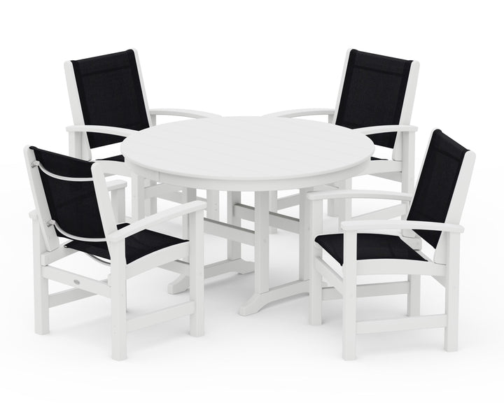 POLYWOOD® Coastal 5-Piece Round Farmhouse Dining Set