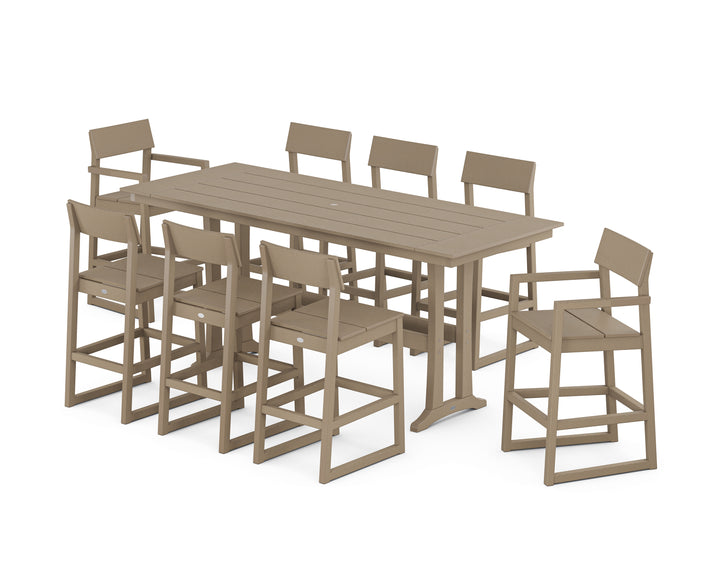 POLYWOOD® EDGE 9-Piece Farmhouse Bar Set with Trestle Legs