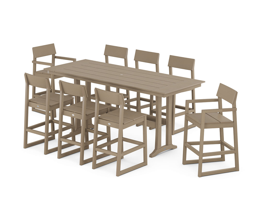 POLYWOOD® EDGE 9-Piece Farmhouse Bar Set with Trestle Legs