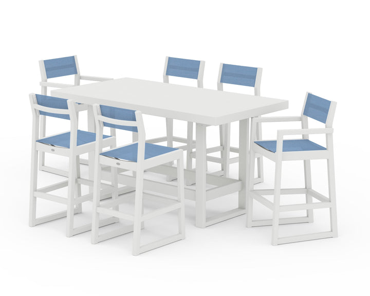POLYWOOD® EDGE Sling 7-Piece Bar Table Set