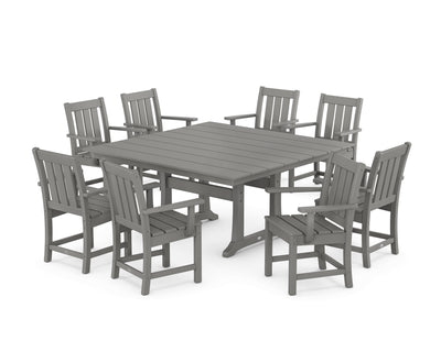 Oxford 9-Piece Square Farmhouse Dining Set with Trestle Legs