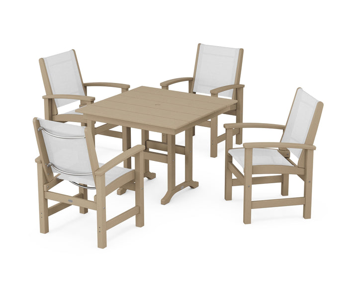 POLYWOOD® Coastal 5-Piece Farmhouse Dining Set