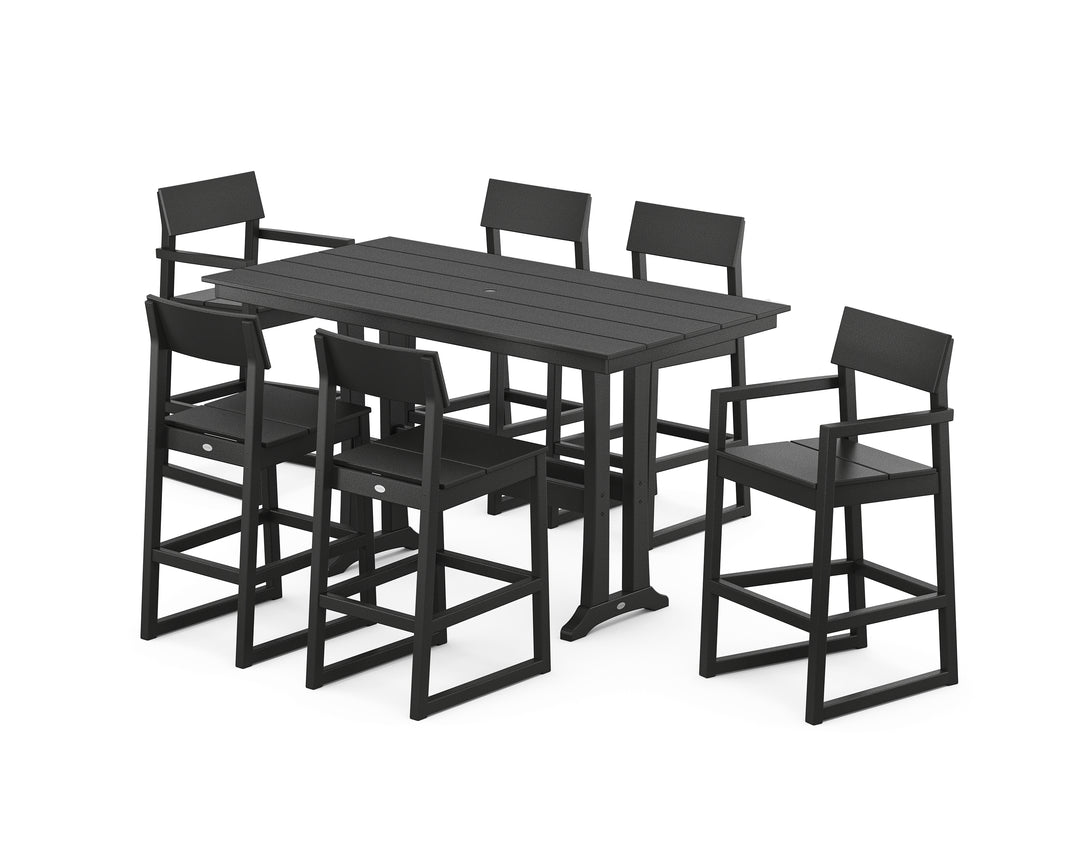 POLYWOOD® EDGE 7-Piece Farmhouse Bar Set with Trestle Legs