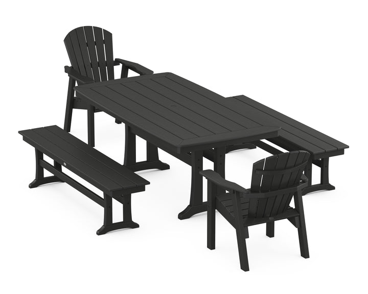 POLYWOOD® Seashell 5-Piece Dining Set with Trestle Legs