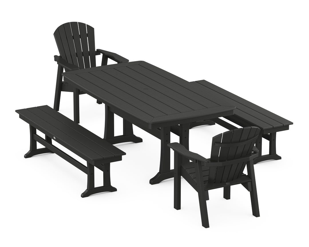 POLYWOOD® Seashell 5-Piece Dining Set with Trestle Legs