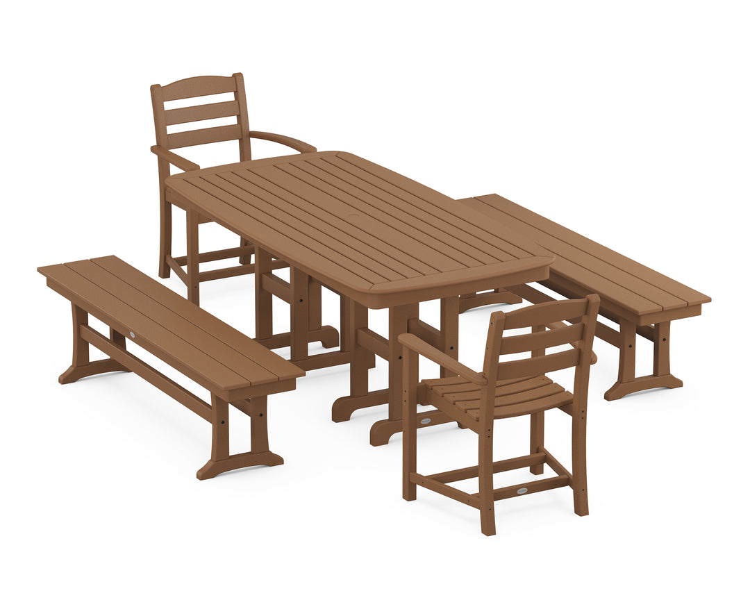 POLYWOOD® La Casa Café 5-Piece Dining Set with Benches