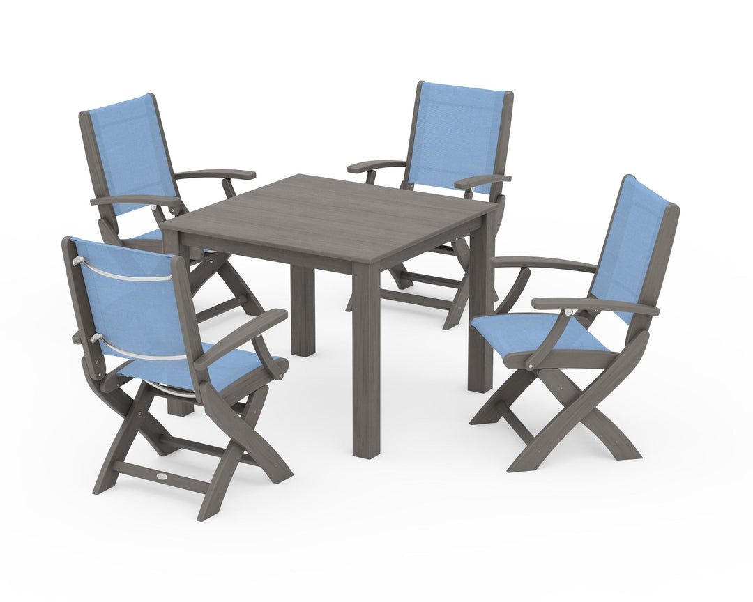 POLYWOOD® Coastal Folding Chair 5-Piece Parsons Dining Set