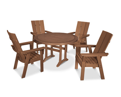 Modern Curveback Adirondack 5-Piece Nautical Trestle Dining Set