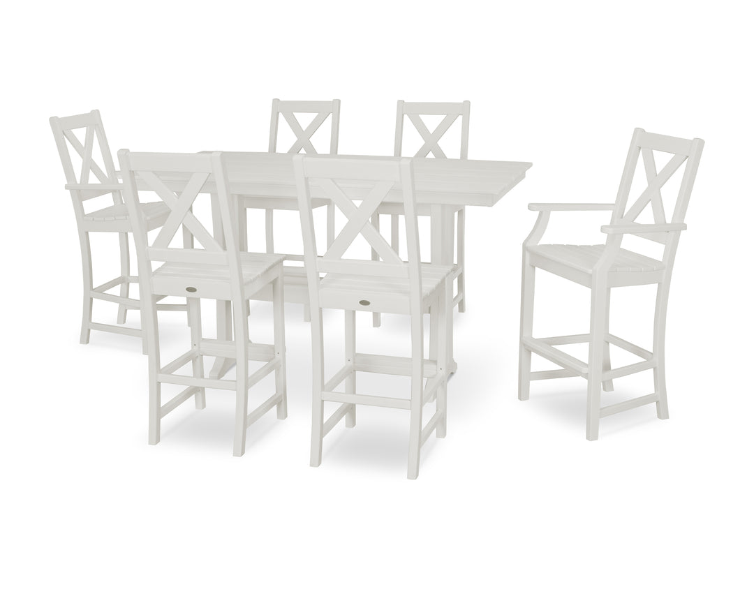 POLYWOOD® Braxton 7-Piece Farmhouse Trestle Bar Set