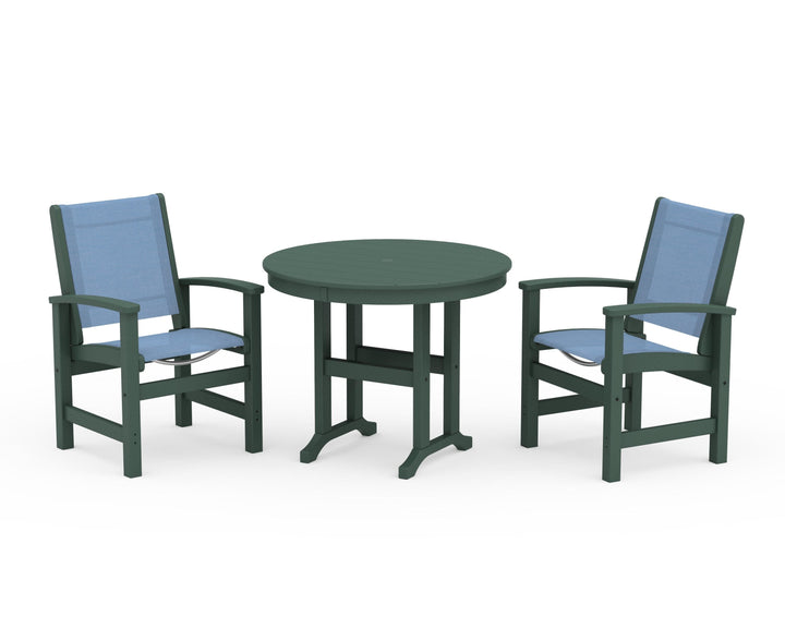 POLYWOOD® Coastal 3-Piece Round Dining Set