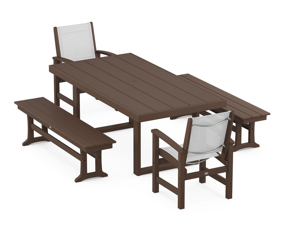 POLYWOOD® Coastal 5-Piece Dining Set with Trestle Legs