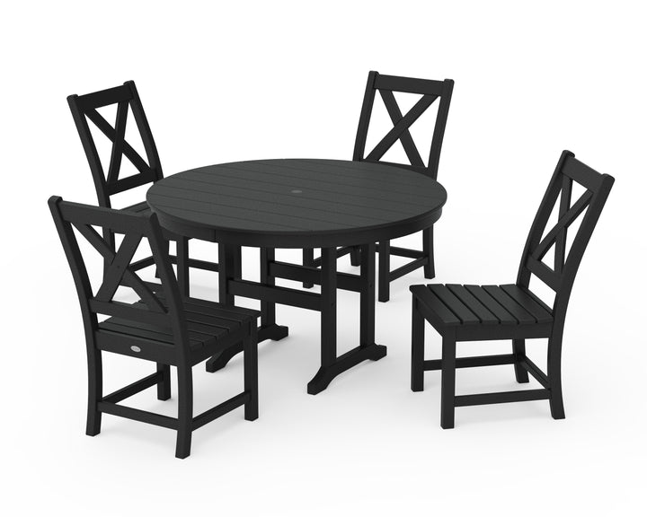 POLYWOOD® Braxton Side Chair 5-Piece Round Dining Set