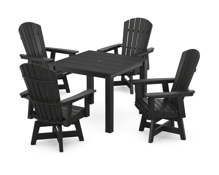 POLYWOOD® Nautical Curveback Adirondack Swivel 5-Piece Parsons Dining Set