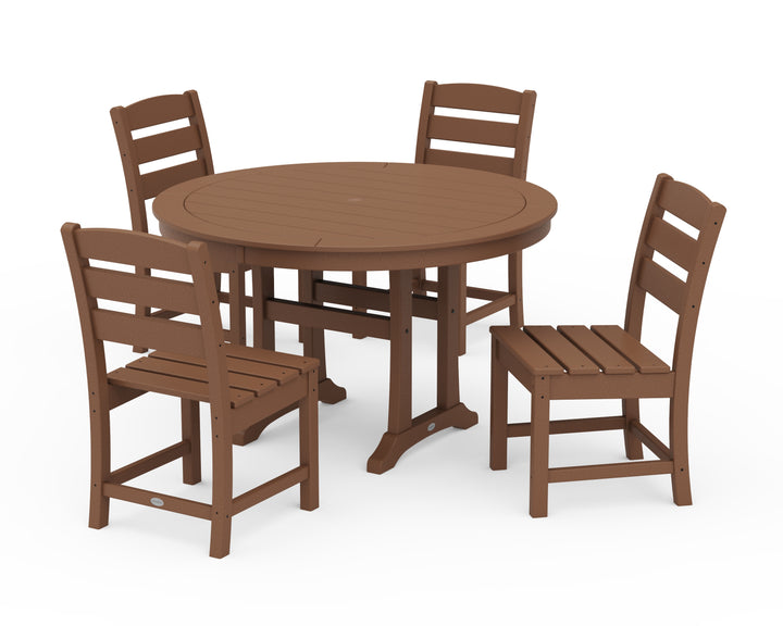 POLYWOOD® Lakeside Side Chair 5-Piece Round Dining Set With Trestle Legs