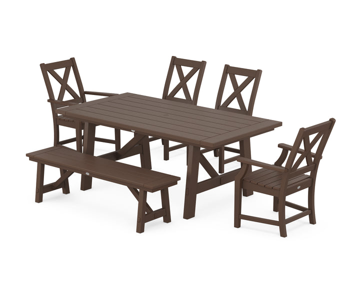 POLYWOOD® Braxton 6-Piece Rustic Farmhouse Dining Set With Trestle Legs