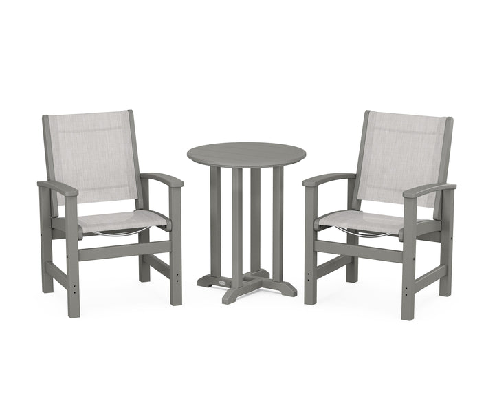 POLYWOOD® Coastal 3-Piece Round Bistro Dining Set