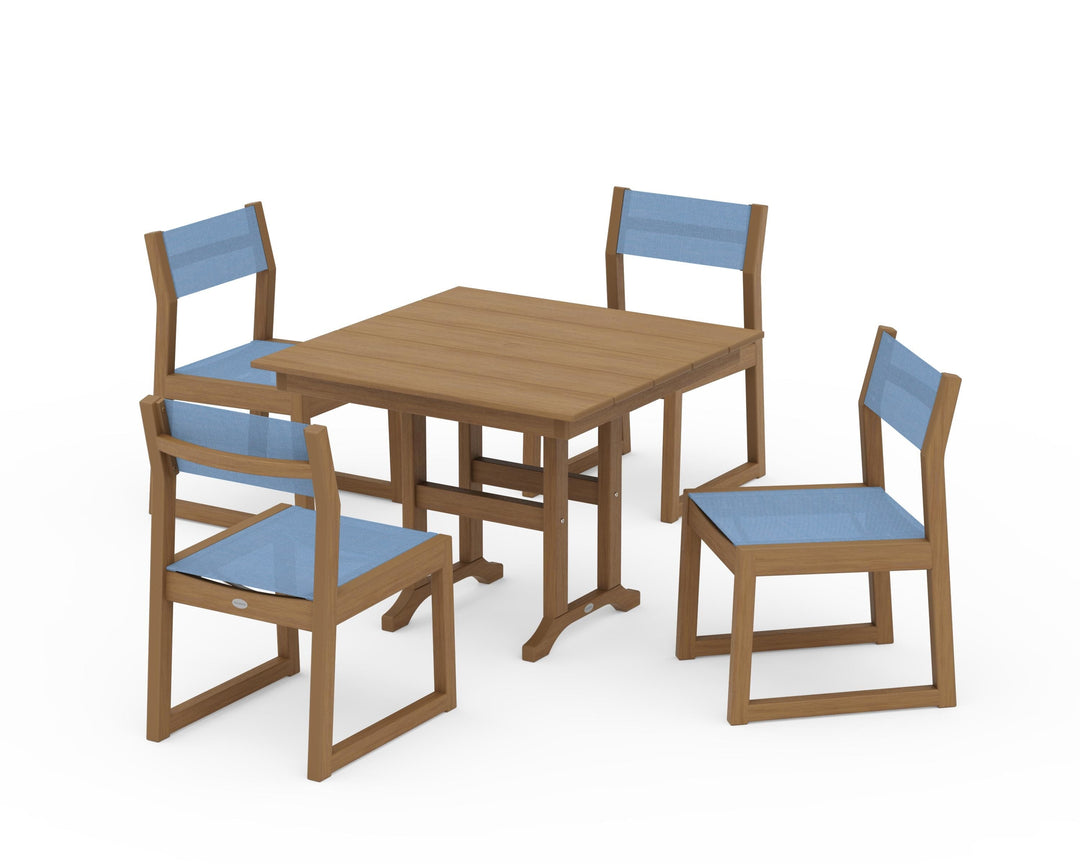 POLYWOOD® EDGE Sling Side Chair 5-Piece Farmhouse Dining Set